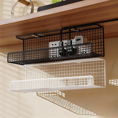 Single / Double-layeer 30cm No-Drill Under-Desk Cable Management Tray Power Cable Organizer Rack with Wire Storage for Desktop