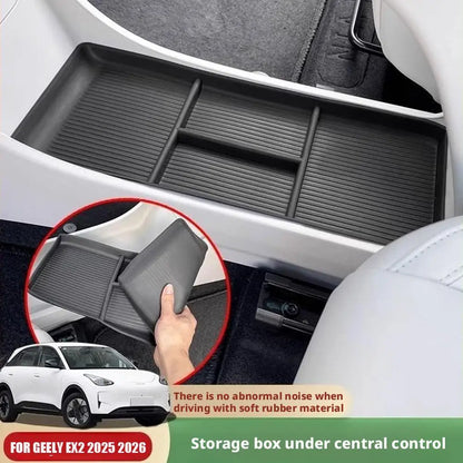 For Geely EX2 2025 2026 Car Interior Storage Box Center Console Lower Storage Tray Partitioned Car Armrest Organizer Box