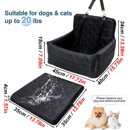 1PC Warm Portable Dog Car Seat for Pet Small Medium Dogs with Washable Cushion Bed Safety Belt Storage Pocket for Outdoor Travel
