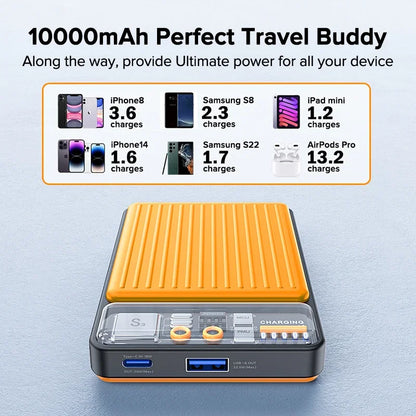QOOVI Power Bank 22.5W Ultra-thin Portable Charger Powerbank 10000mAh Battery Fast Charging For iPhone 16 15 Xiaomi Samsung