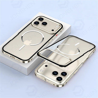 Metal Magnetic Suction Case For iPhone 17 Pro Max Air 16 15 14 13 Orange Aluminum Alloy Frame Anti-fall Matte Cover For Magsafe