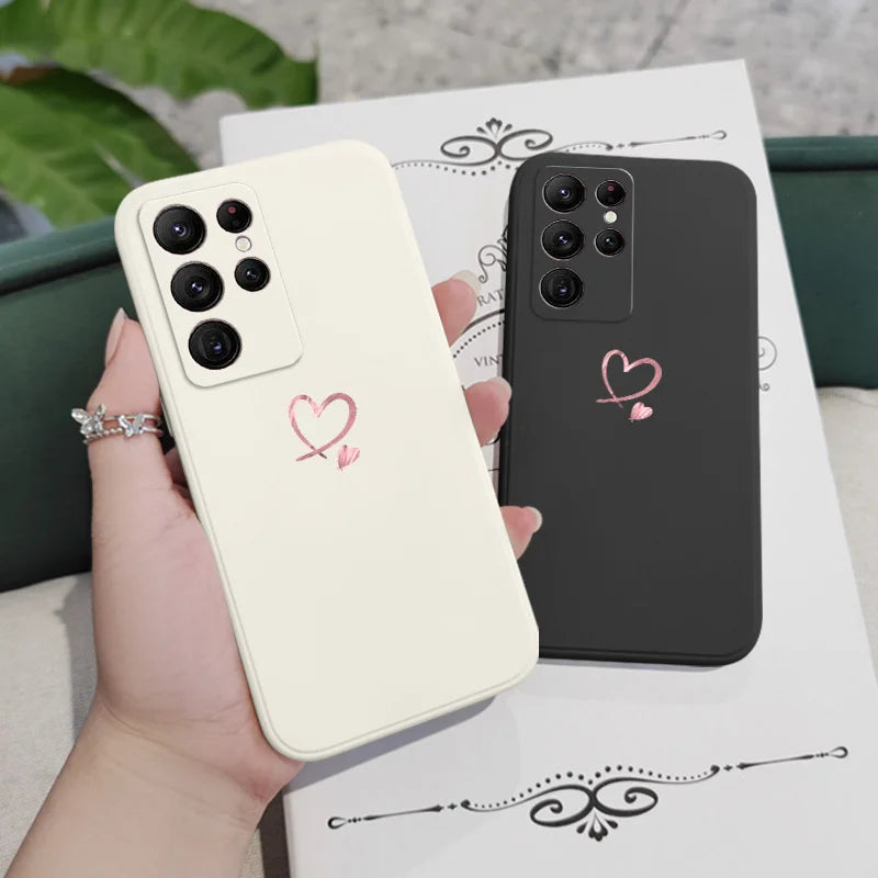 Texture Heart Phone Case For Samsung Galaxy S25 FE S24 S23 S22 S21 S20 S10 Ultra Plus FE Note 20 Ultra 10 9 Plus Cover