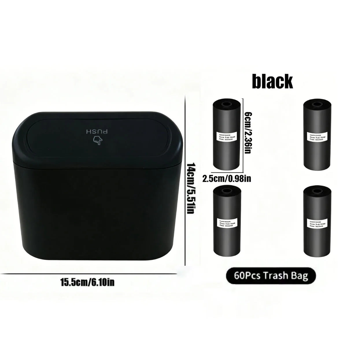 Car Trash Can, Mini Leakproof Trash Can for Car Desk, Thickened Garbage Bags Included, Portable Small Waste Bin for Vehicle