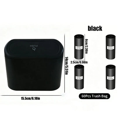 Car Trash Can, Mini Leakproof Trash Can for Car Desk, Thickened Garbage Bags Included, Portable Small Waste Bin for Vehicle