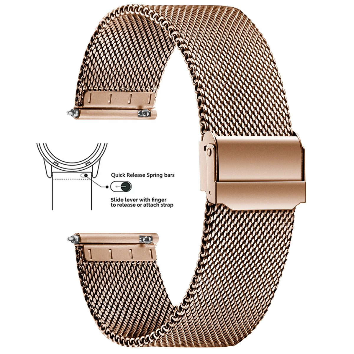 Milan Stainless Steel Mesh Watch Band , 8/10/12/13/14/15/16/17/18/19/20/21/22/24mm, Quick Release Watch Straps for Mens Women