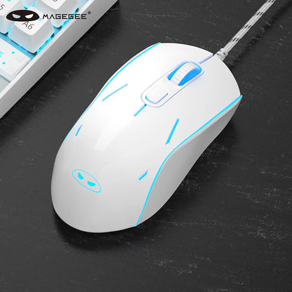 MageGee G12 Wired Mute Gaming Mouse , 7 Colors Breathing LED Backlit Mouse, 6 Adjustable DPI Ergonomic Optical Mouse for Windows