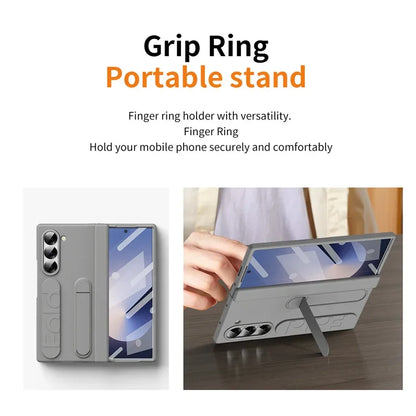 Hinge Protection For Samsung Galaxy Z Fold 7 6 5 4 3 Case With S Pen & Screen Protector & Wristband Invisible Bracket Z Fold 8