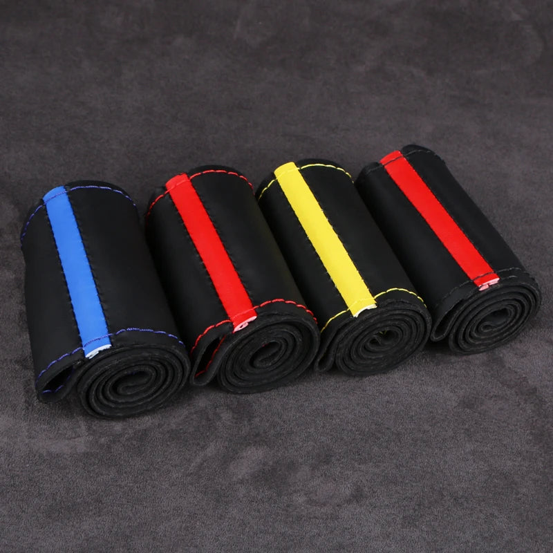 Universal PU Leather Automotive Steering Wheel Cover Soft Leather Cover Steering Wheel Braid DIY Car Accessories Hand Sewing