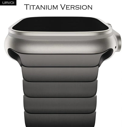 URVOI Titanium link bracelet for Apple Watch Ultra 3 2 Series 11 10 9 8 7 SE magnetic buckle strap wristband 45 49mm