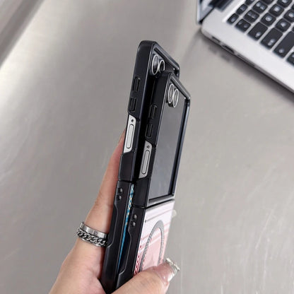 Business Color Blocking PU Leather for Magsafe Case For Samsung Galaxy Z Flip 8 7 FE 6 5 4 3 Magnetic Shockproof Hard PC Cover