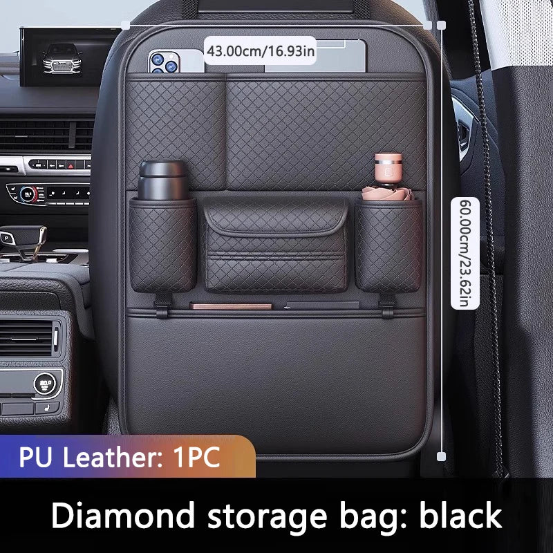SEAMETAL Multi-functional Car Seat Back Organizer High-Capacity Multi-Pocket Backseat Storage Bag Wear-Resistant Anti Kick Mat