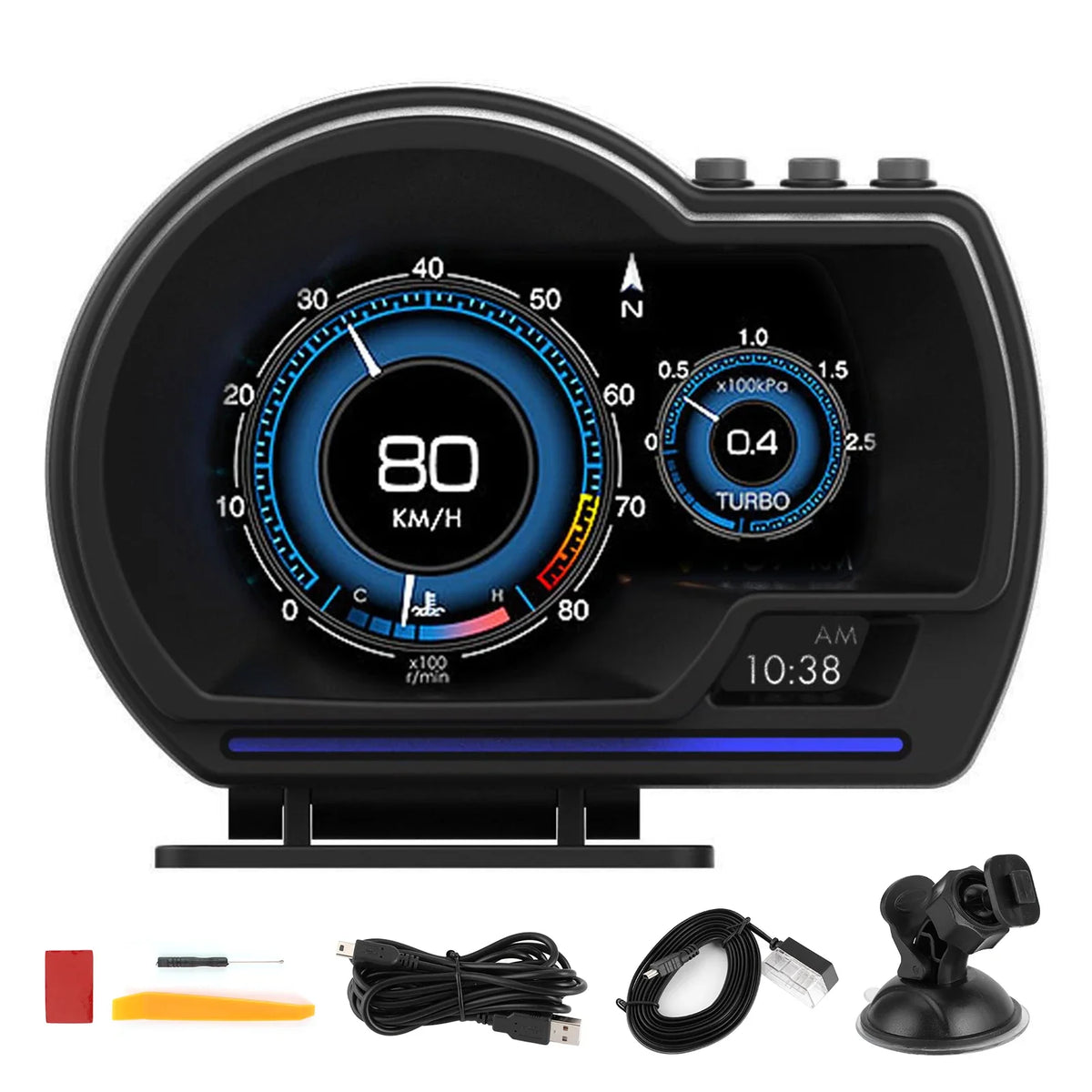 Car Smart Head Up Display OBD2 GPS Digital HUD Speedometer Turbo RPM Alarm Head‑Up Displayer