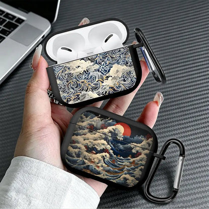 Wave Pavilion Sun Earphone Cases Cover With Hook Case For Airpods 5 Pro2 2 4 1 3 Pro3 Pro