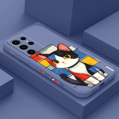 Romantic Cat Phone Case For Samsung Galaxy S25 S24 S23 S22 S21 S20 S10 S10E Ultra Plus FE Note 20 Ultra 10 Plus Cover