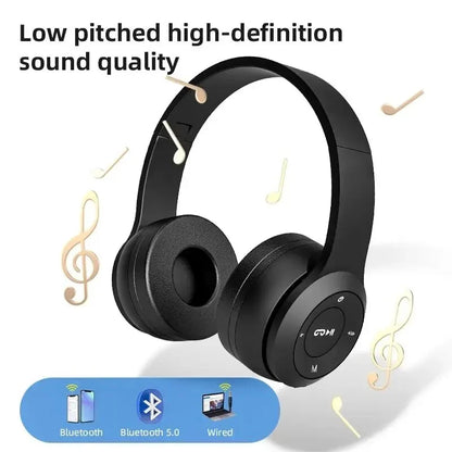 Wireless Bluetooth Headphone With HD Mic Foldable Headset Stereo Sound Earphones Sports Gaming Headphones