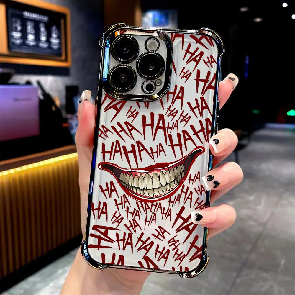 Cool Crazy j-jokers Plating Phone Case For iPhone 17 16e 16 15 14 13 12 11 Pro Max XR XSMax 7 8 Mini Air Plus Anti-Fall Airabag