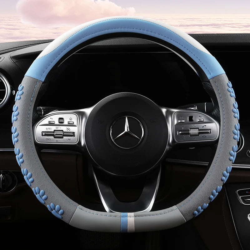 Car Steering Wheel Cover Universal Anti-Slip Cat Claws Artificial Leather Car Steering Wheel Protective Cover 38cm Shape O D