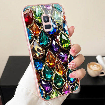 Colorful Teardrop Gem Pink Metallic Glass Phone Case For Samsung Galaxy S26 S25 S24 S23 Ultra Plus FE S8 S9 S10 Note8 9 10 Cover