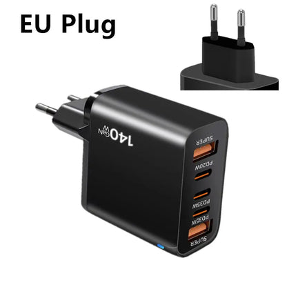 GaN 140W USB C Charger PD Fast Charging Travel Charger For iPhone Samsung Xiaomi Huawei OPPO Mobile Phone Adapter EU US UK Plug
