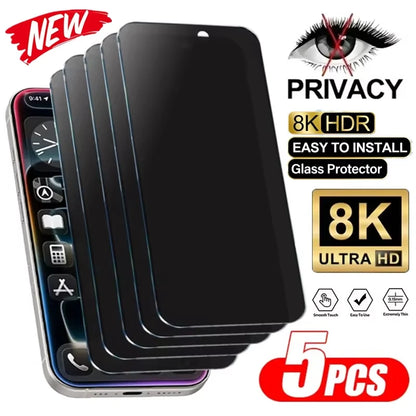 5Pcs Anti-Spy For iPhone 17 Pro Max 16 13 12 11 14 15 16e Mini 16 Plus X XS XR 7 8 SE Privacy Screen Protector