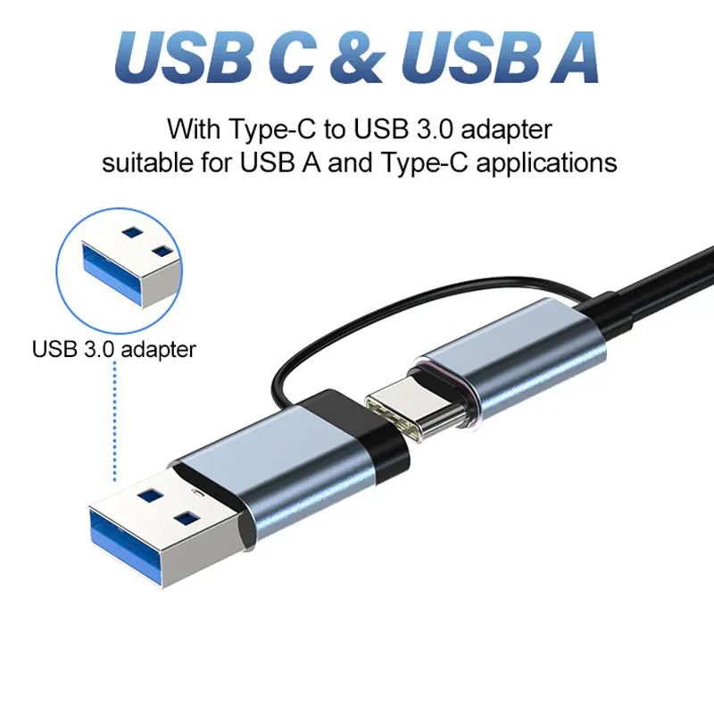 8-in-1 USB A & USB C Hub, USB 3.0 5Gbps, 3× USB 2.0, SD TF Card Reader, 3.5mm Audio, Multiport Adapter