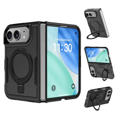 Haoma Karon Color Invisible Magnetic Bracket Phone Case For IPhone Duo PC+TPU Sturdy Anti Drop Back Cover Protective Case