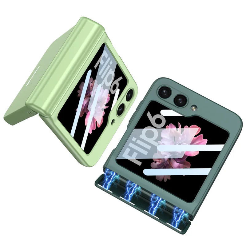 Magnetic Hinge Protection Hard PC Phone Cover for Samsung Galaxy Z Flip 8 7 6 5 4 5G Case Shockproof with Small Screen Protector