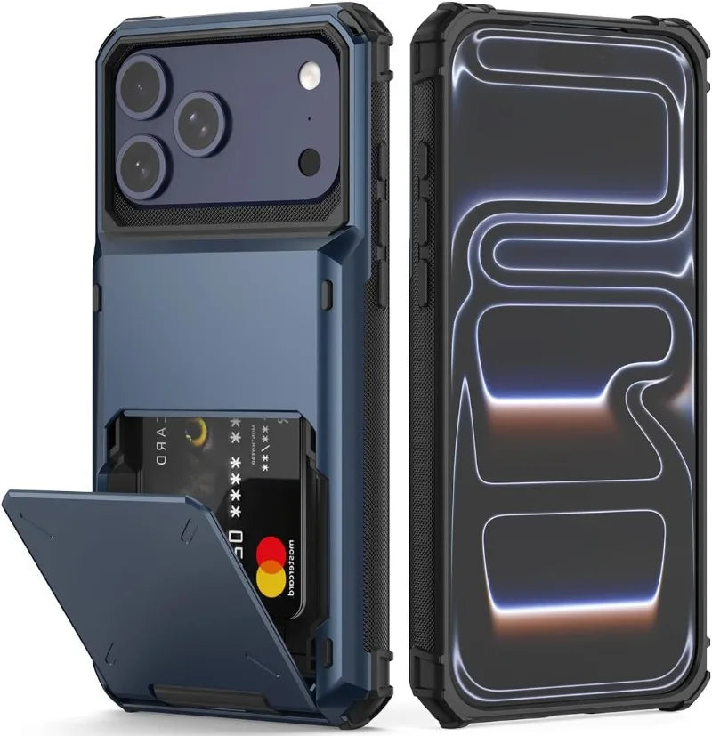 Case For iPhone 17 Pro Max 16 15 Pro Max 14 13 12 11 Heavy Duty Wallet Hidden Flip Slot Protective Hard Back Covers Coque Fundas