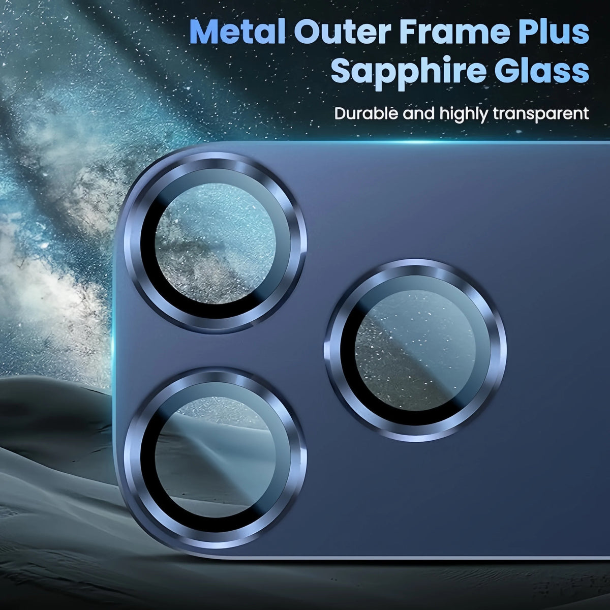 For iPhone 17 Pro Max/17Pro Camera Lens Protector, Metal Frame Glass Cover, Metal 9H Sapphire Glass Rear Camera Screen Cover