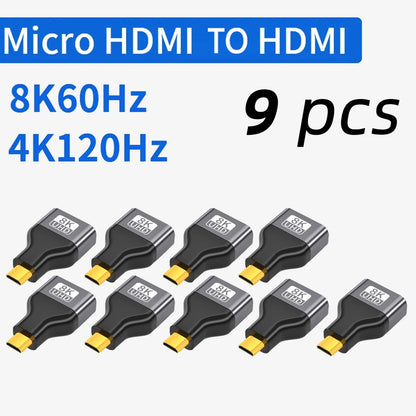 8K@60Hz Mini Micro HDMI-compatible Male to HDMI-compatible2.1 Female Adapter Converter for Camera Tablet Laptop HDTV Monitor