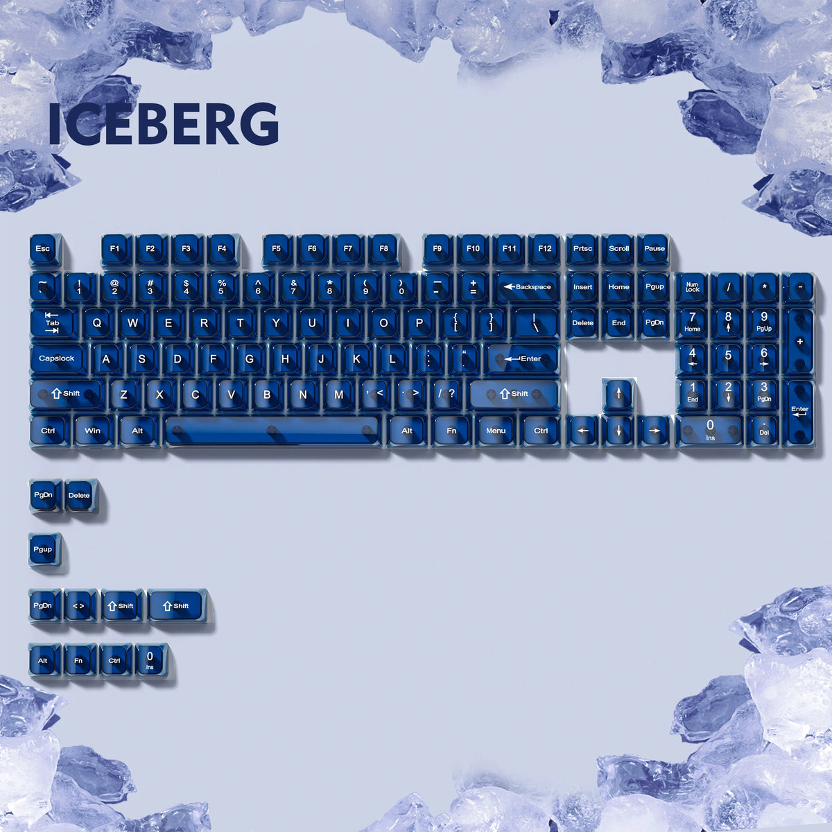 115 Keys Black Transparent Clear Keycaps Crystal Ceramic PC Keycap RGB Shine Through Key Cap MDA Profile for MX Switch Keyboard