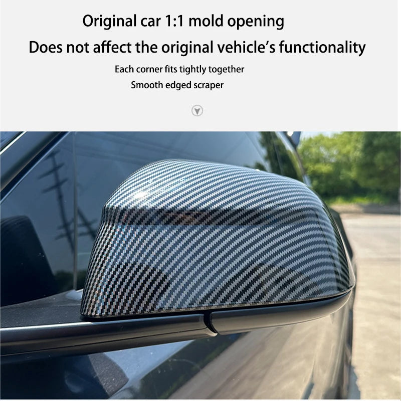 Carbon Fiber Car Paste Side Door Mirror Cover For Tesla Model Y Juniper2025 Auto Exterior Accessories ABS Sides Rearview Cover