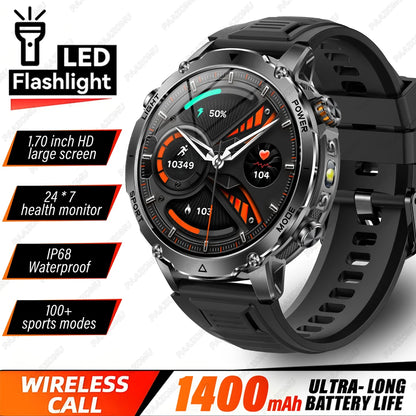 Brand+TANK Ultra 1400mAh Big Battery Smart Watch Men GPS Path Sport Flashlight BT Call Waterproof Outdoor Military Smartwatches