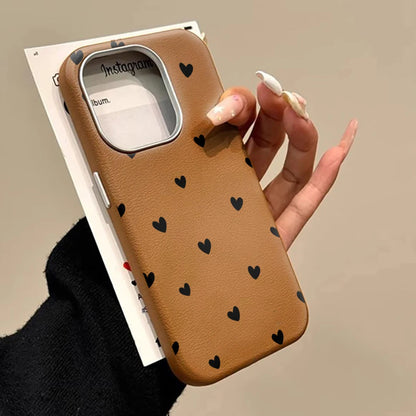 Love Heart Pattern INS Phone Case For iPhone 17 16 15 14 13 12 11 Pro Max Plus Protection Shockproof Silicone Soft Luxury Cover