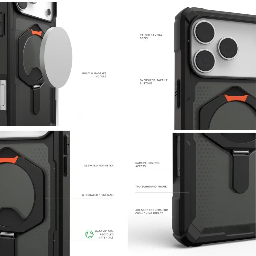 Transparent Military Shockproof Armor Phone Case For Iphone 17 Air 16 15 14 Plus 13 12 Pro Max Magnetic Holder Protective Cover