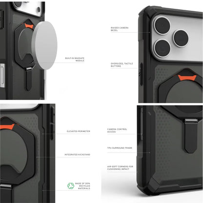Transparent Military Shockproof Armor Phone Case For Iphone 17 Air 16 15 14 Plus 13 12 Pro Max Magnetic Holder Protective Cover