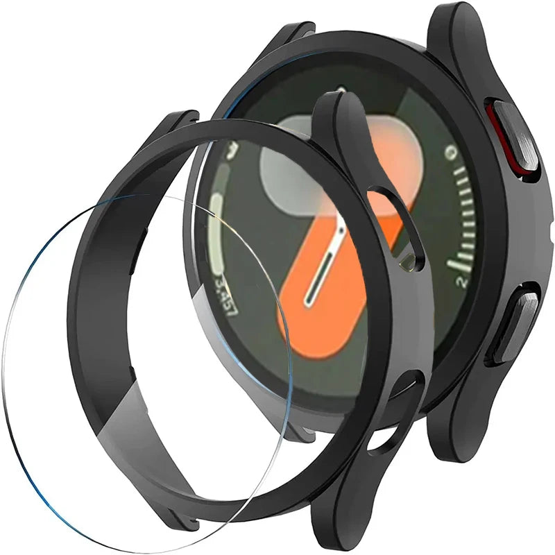 Glass+Case for Samsung Galaxy Watch 7 6 5 4 44mm 40mm Cases All Around Coverage Protective Bumper for Galaxy Watch 7 Accessories