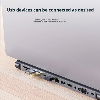 10/11/12-in-1 Docking Station Laptop Stand Audio USB Type-C 4K HDMI 100W PD SD/TF Display Port For Macbook PC Computer Hub