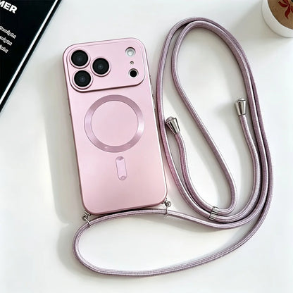 Luxury Crossbody Lanyard Magnetic Case for IPhone 17 16 15 14 12 13 11 Pro Max Plus for Magsafe Camera Protection Soft Cover