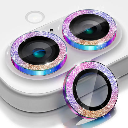 For IPhone 16 17/iPhone 16 Plus Camera Lens Protector Bling, [Glitter Decoration] Ultra-HD Tempered Glass Cover, Metal