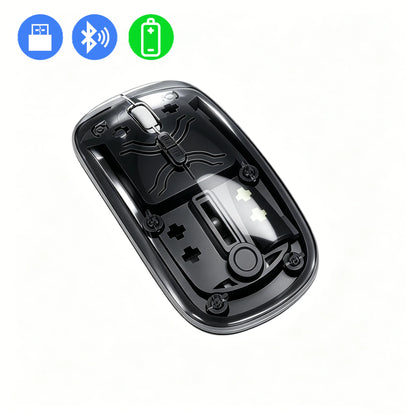 Transparent Bluetooth Wireless Mouse Dual Mode 2.4G Silent Mute Mouse Type-C Rechargeable 3 DPI Adjustable Office Mice for Game