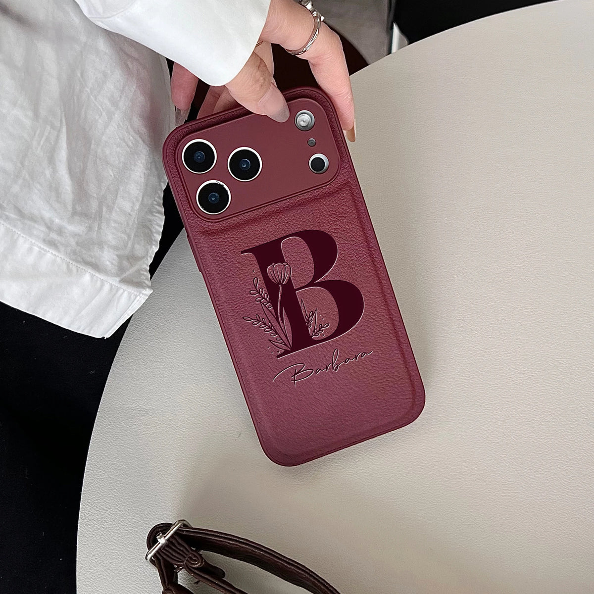 Personalized Custom Name Initial Custom Big Letter with Flowers Design Phone Case for iPhone18 17 16 15 14 13 Pro Max Plus Air