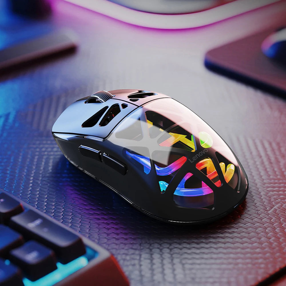 Lenovo Aurora Gaming Mouse GM11 Pro RGB 3-mode 2.4G Wireless Bluetooth 12000 DPI Adjustable Lightweight Portable Rechargeable