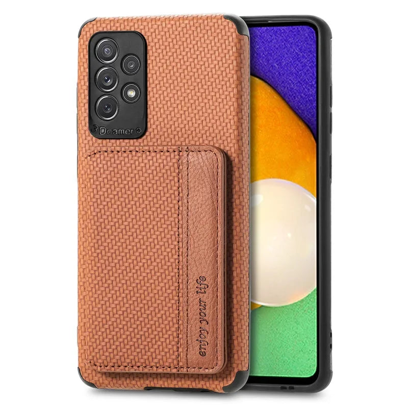 Carbon Fiber RFID Magnetic Leather Wallet Card Holder Case for Samsung Galaxy S25 S26 S22 Plus S21 S23 S24 Ultra S20 Fe Cover