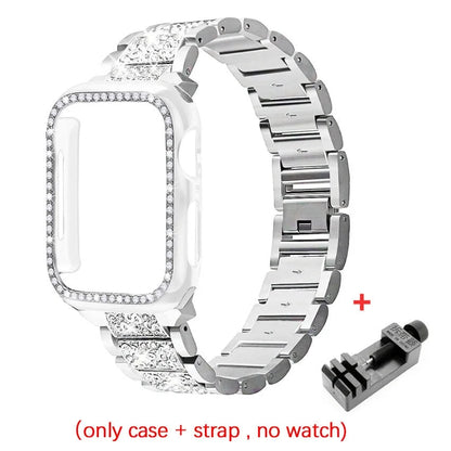 Chains Strap Case+Strap Metal Band Women Bracelet For Apple Watch 49mm 46mm 44mm 42mm 40 38mm for iWatch 10 9 8 7 6 5 SE 4 3 2 1