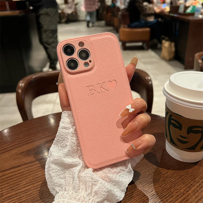 Personalised Initials Name Letters Leather Case For iPhone 12 13 11 14 15 16 17 18Pro Max 17Air Shockproof Custom Engraved Cover