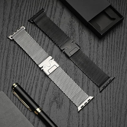 Official Titanium Milanese Loop Band for Apple Watch Bands Ultra 2/Ultra 49mm 46mm 45mm 44mm 42mm Parachute-style Strap Bracelet