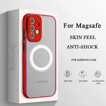 Luxury Magnetic Magsafe Wireless Charge Case For Samsung Galaxy S24 S20 S21 S22 S23 FE Plus S24 Ultra 5G Shockproof Armor Cover