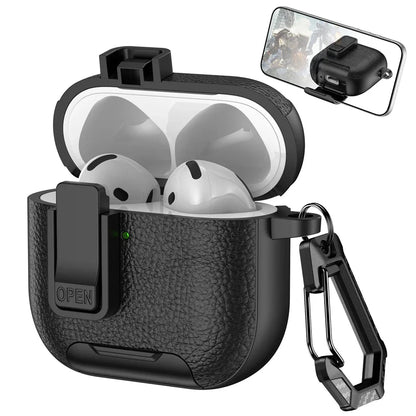 with Carabiner Lock Phone Stand Protective Case for Airpods 4 3 2 1 Pro Cover Cases Shockproof Sleeve for Airpods Pro 1 2 3 4th