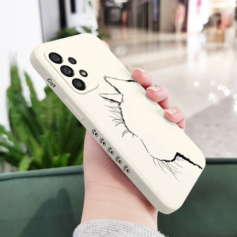 Cute Pretty Cat Case For Samsung Galaxy A73 A53 A33 A23 A13 A03 A72 A52 A52S A32 A22 A12 A02 A02S A71 A51 A31 A21S 4G 5G Cover